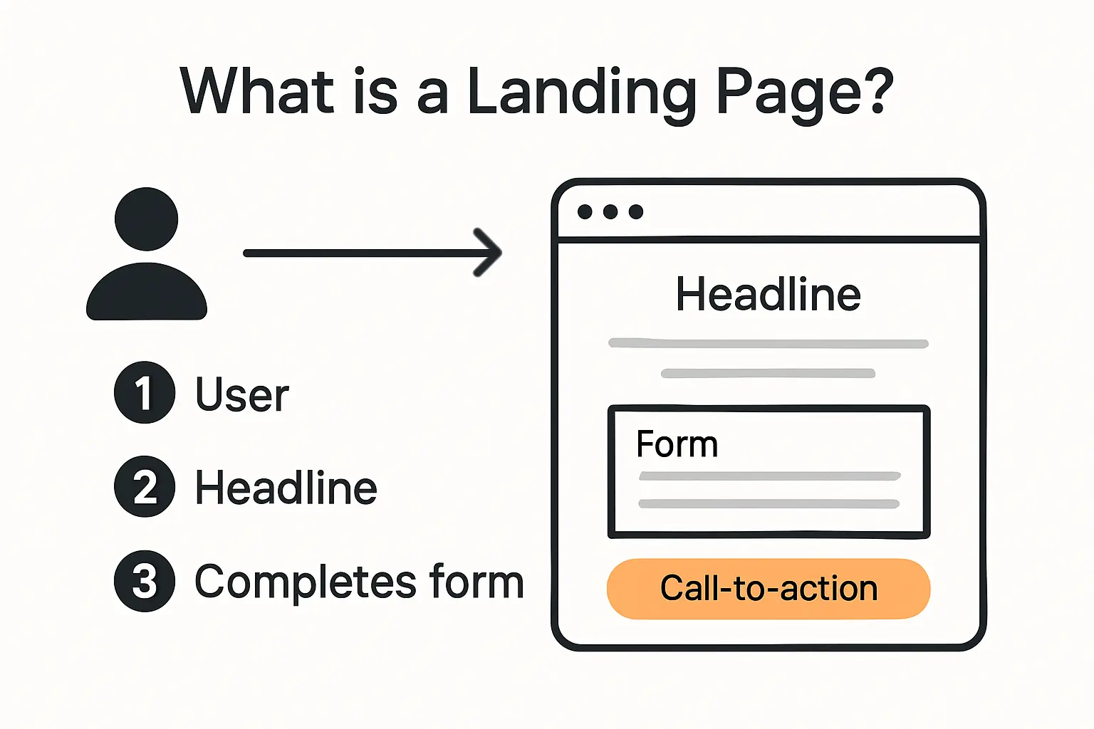 Infographic explaining what a landing page is and its key parts