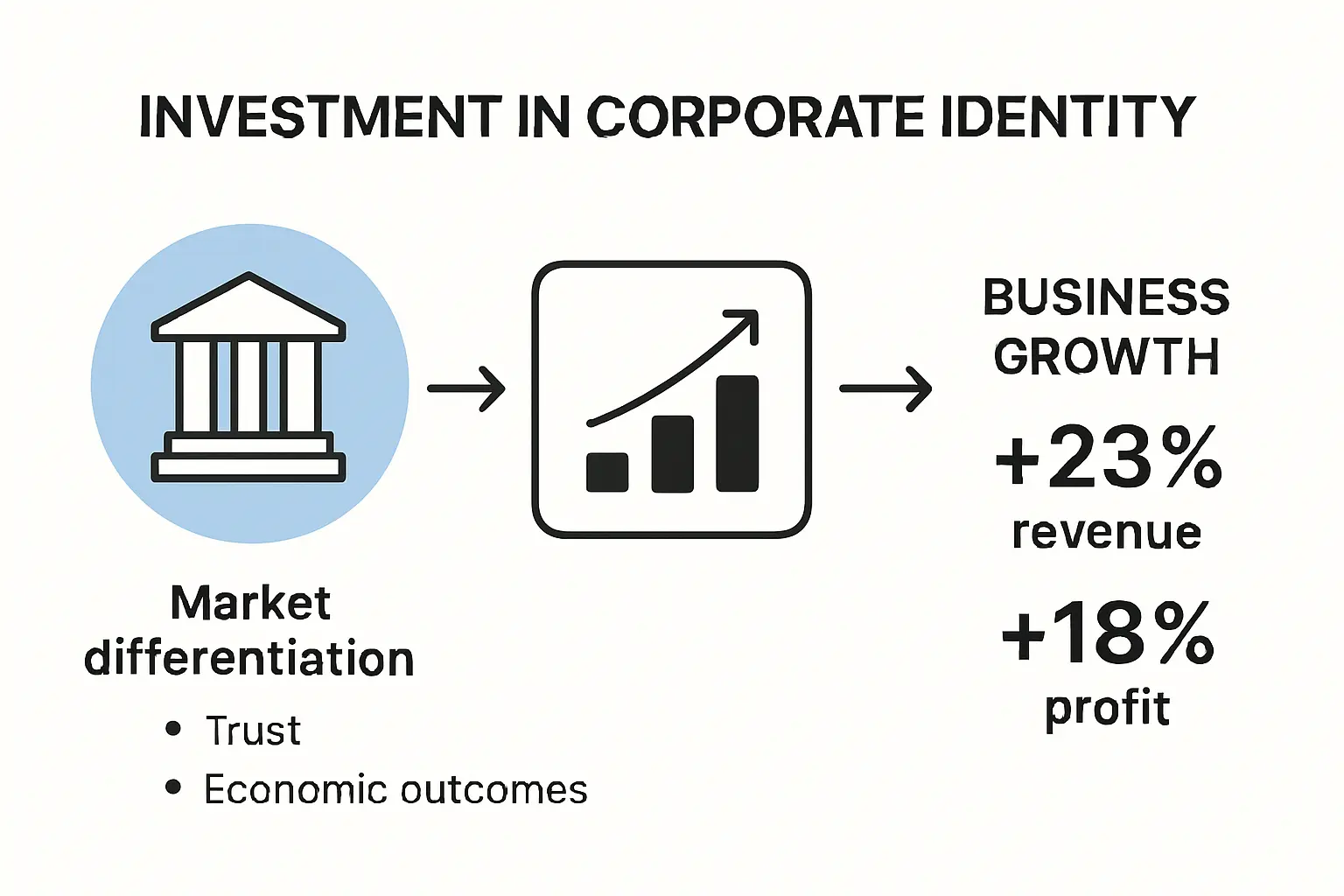 Infographic showing corporate identity's impact on business growth.