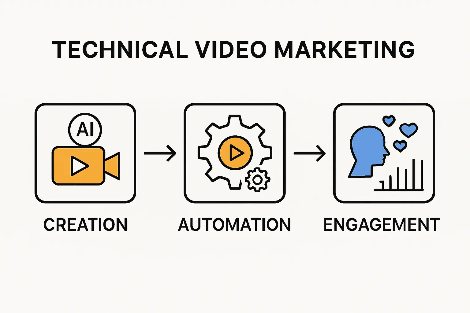 Video marketing infrastructure and workflow infographic