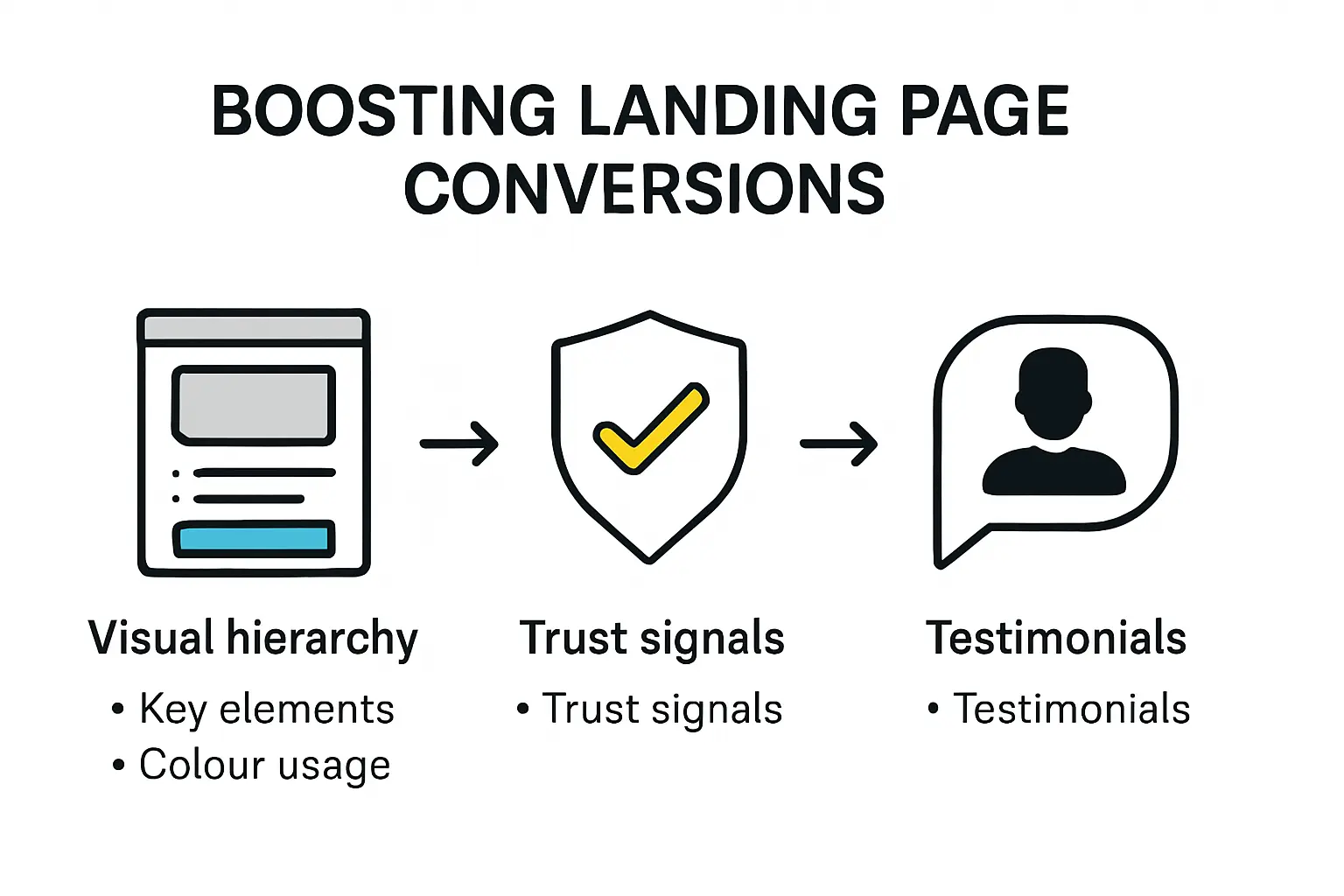 Landing page design conversion elements infographic