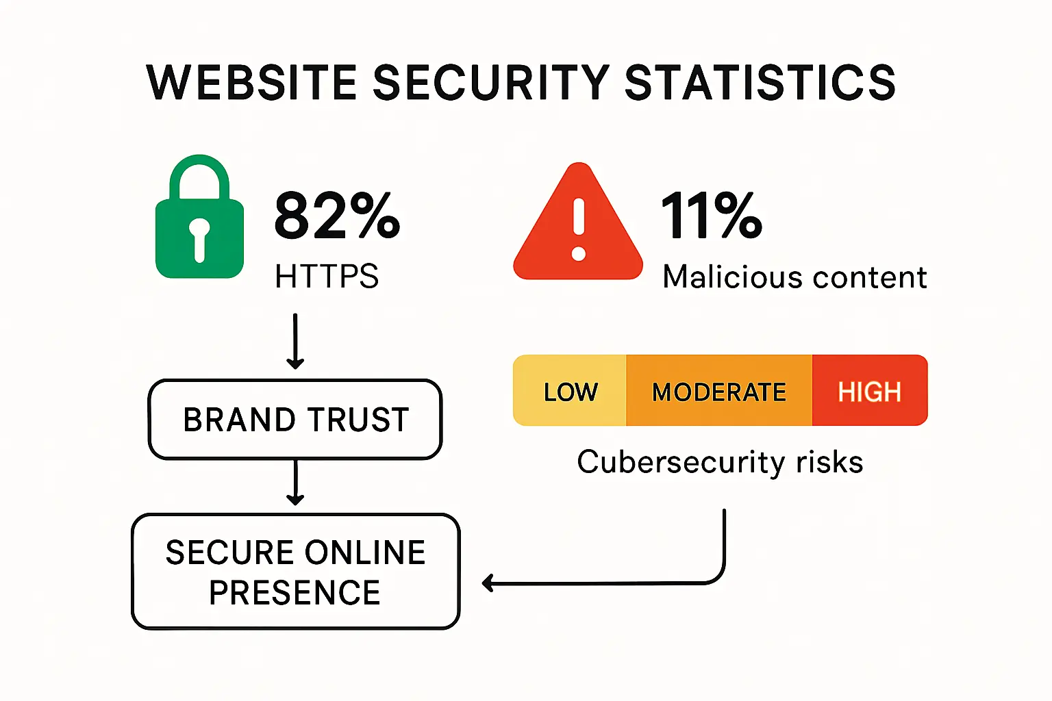 Infographic showing website security statistics and branding impact