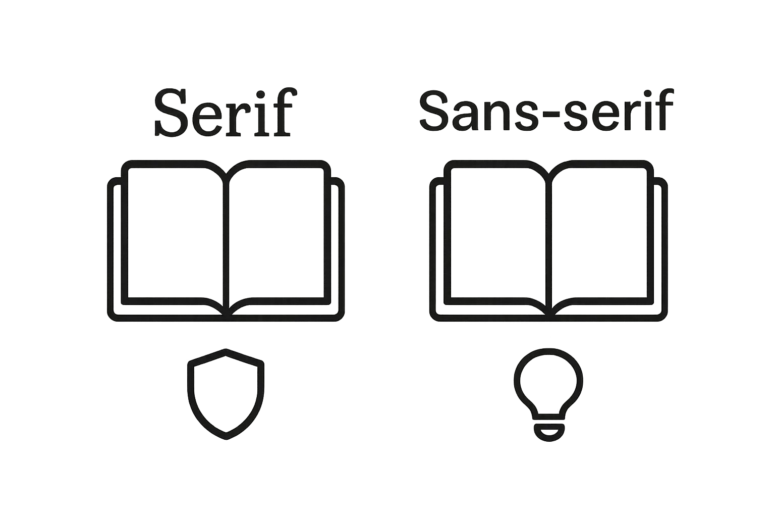 Comparison of Serif and Sans-serif fonts with personality icons