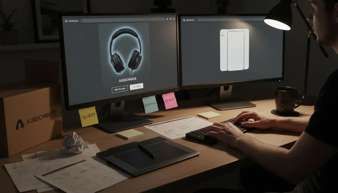 Designer crafting ecommerce site essentials