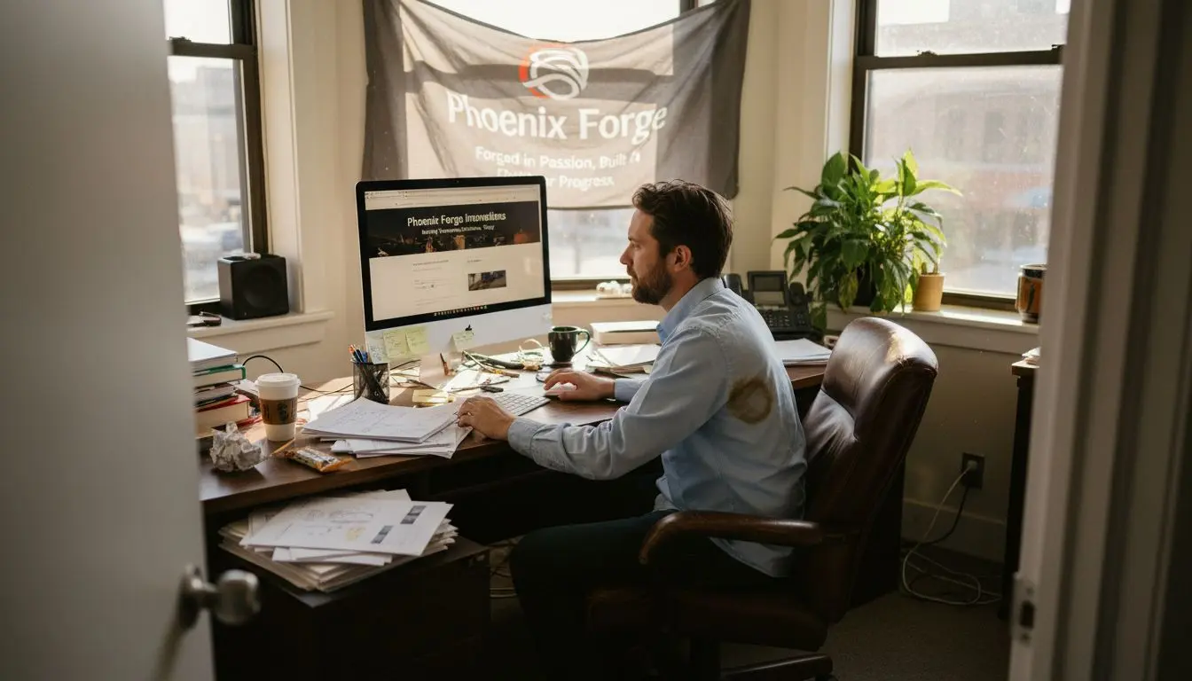 Small business owner updating website SEO