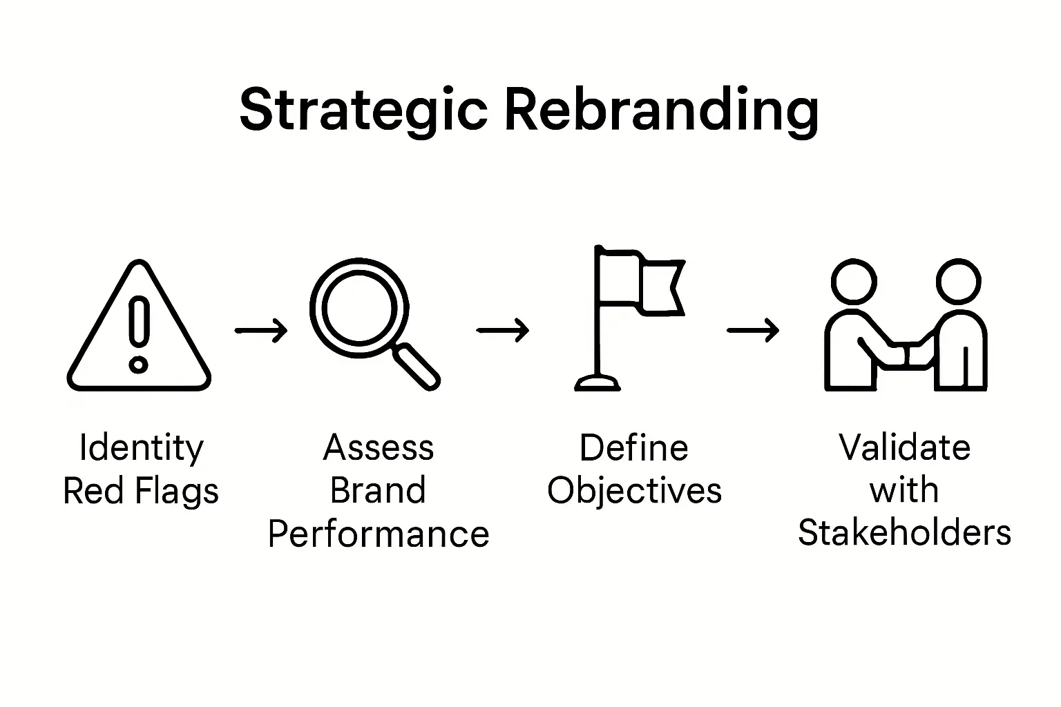 Five strategic steps in rebranding infographic