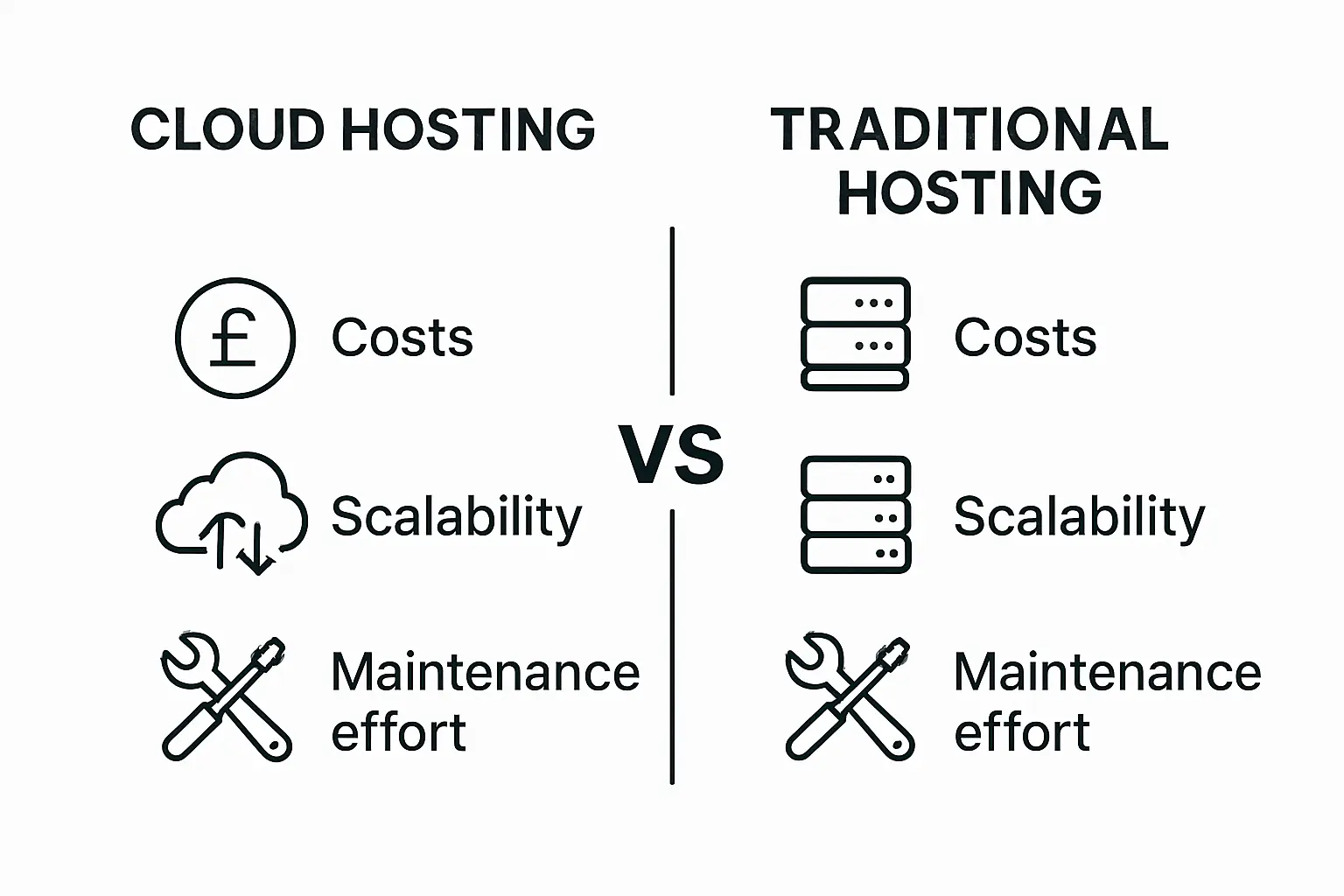 Infographic comparing cloud and traditional hosting