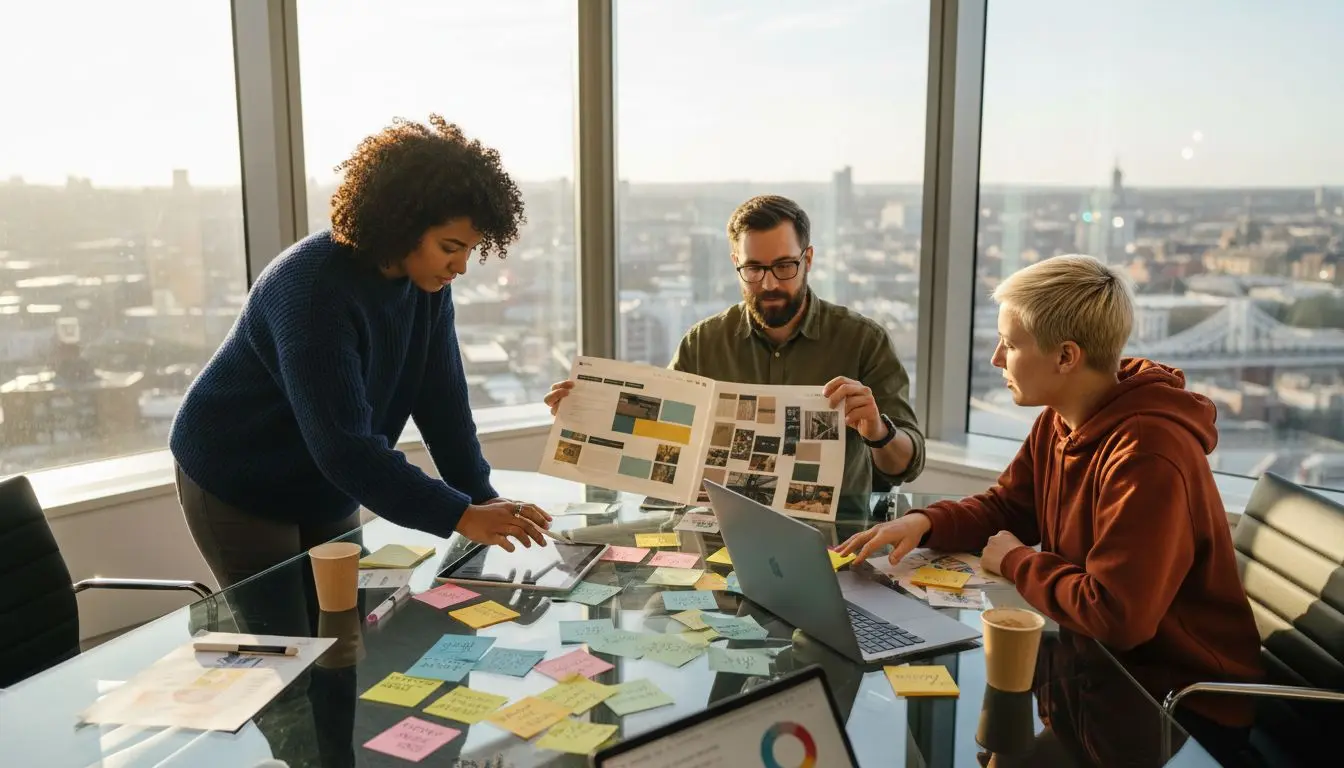 Creative team choosing website colour palettes