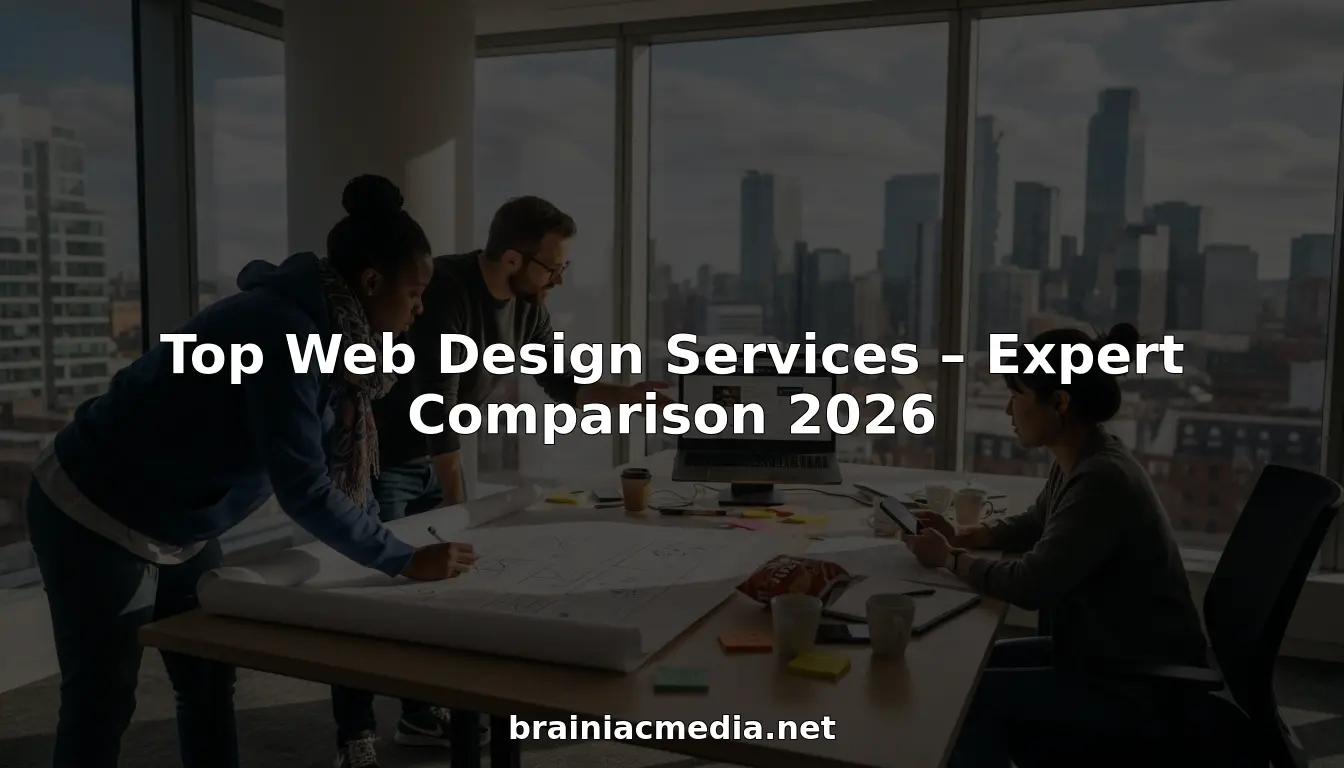 Web design team collaborating in corner office