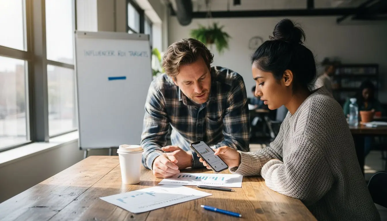 Brand manager meeting with influencer for UK campaign