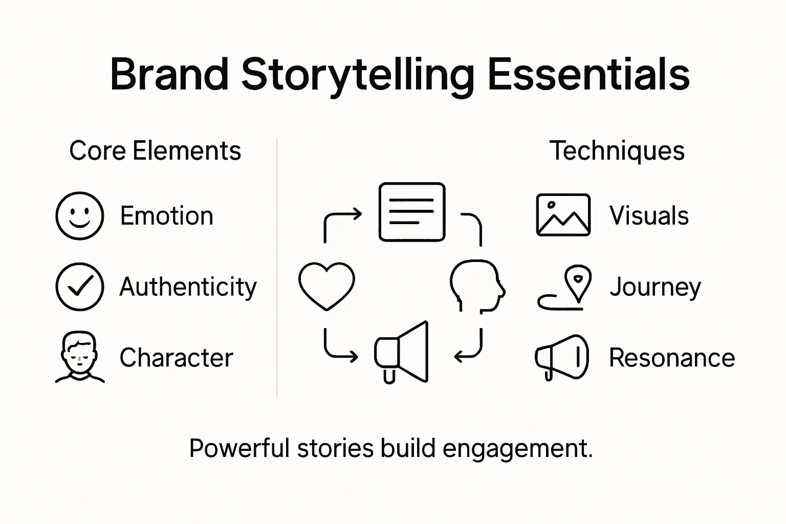 Infographic showing brand storytelling elements and techniques