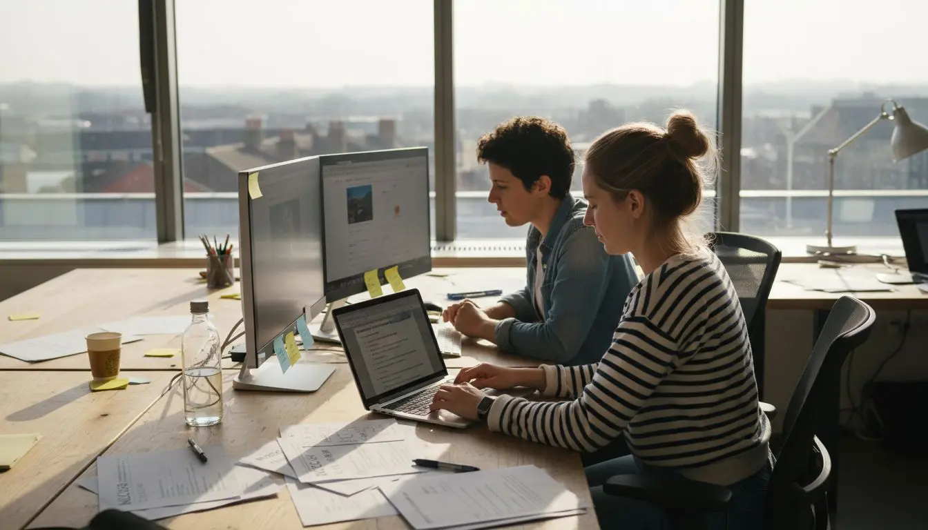 Designers collaborating on accessibility project