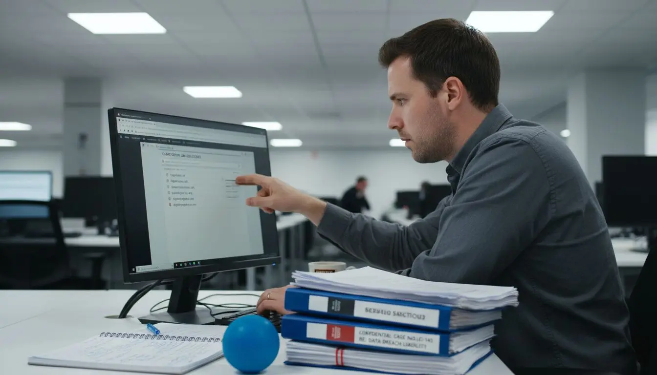Person checking domain name availability online