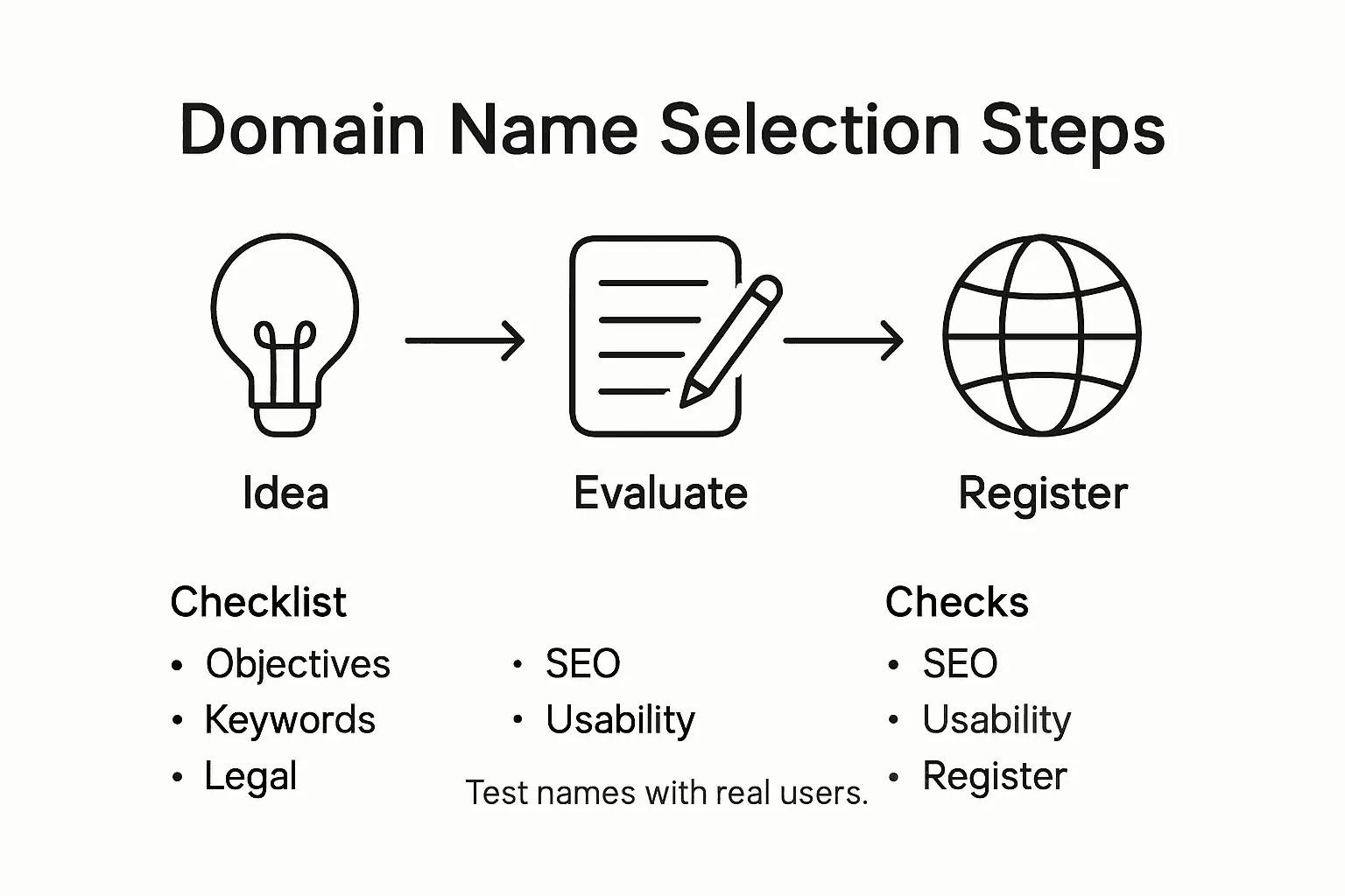 Infographic showing domain selection process steps
