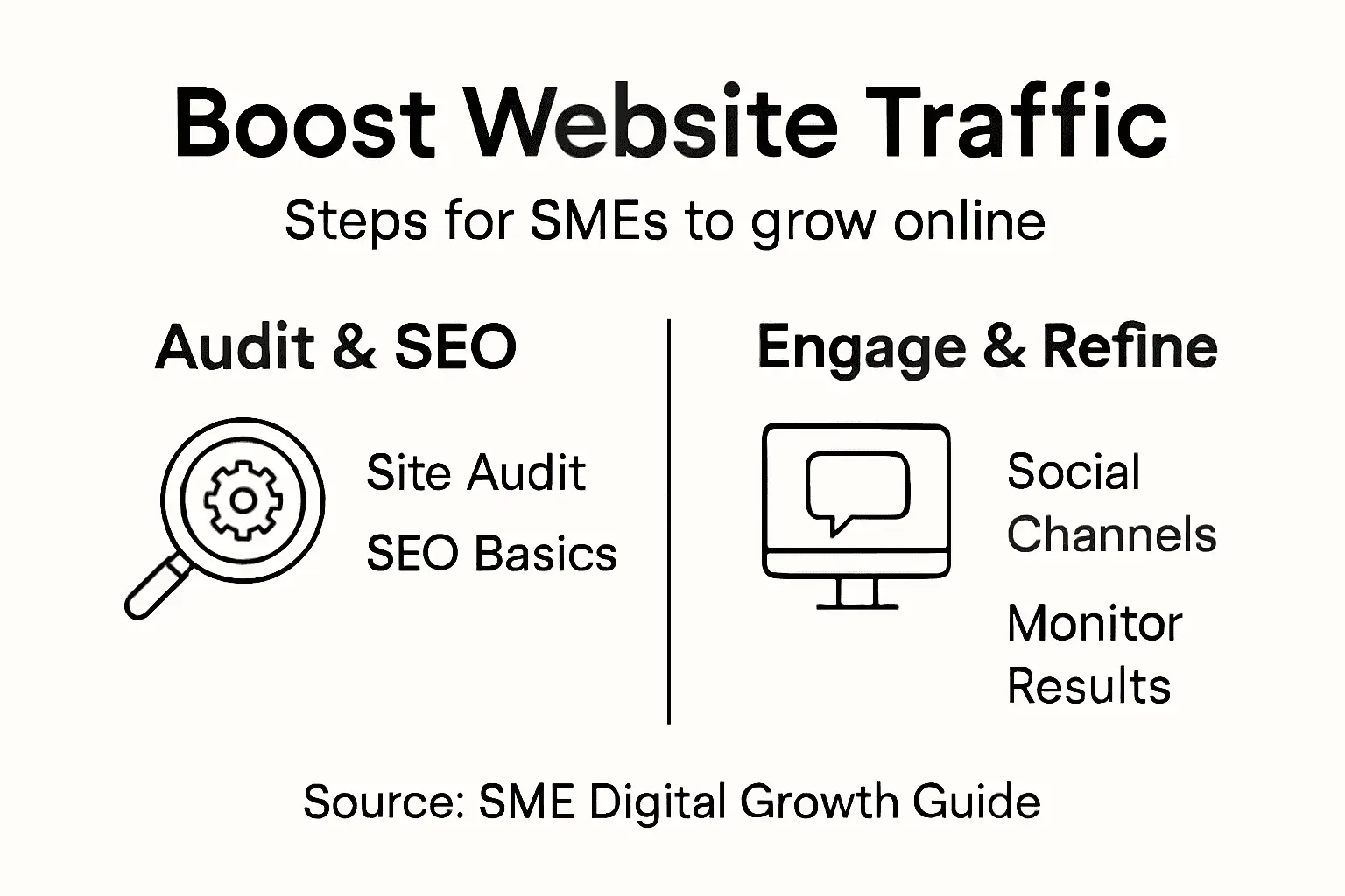 Infographic summarizing SME website traffic growth steps