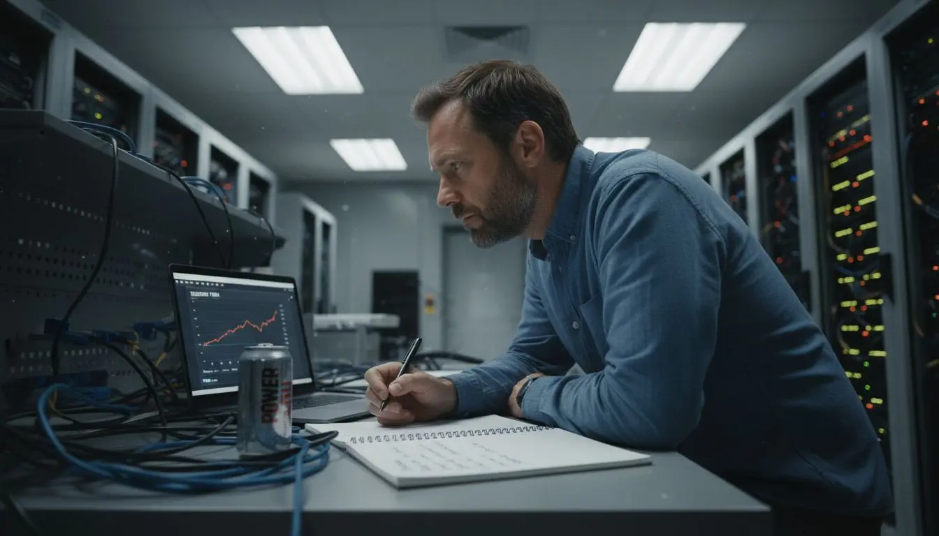 IT manager using monitoring software tools