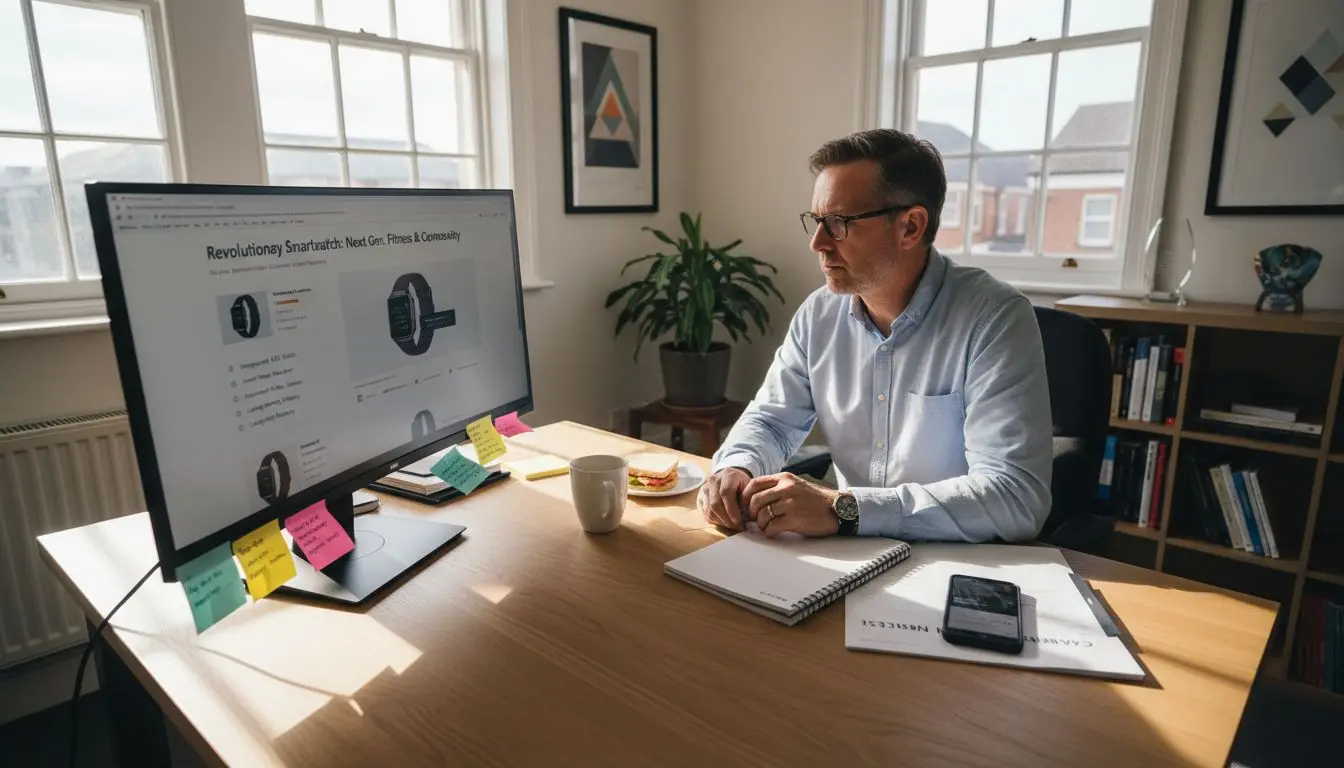 Manager reviewing ecommerce product page layout