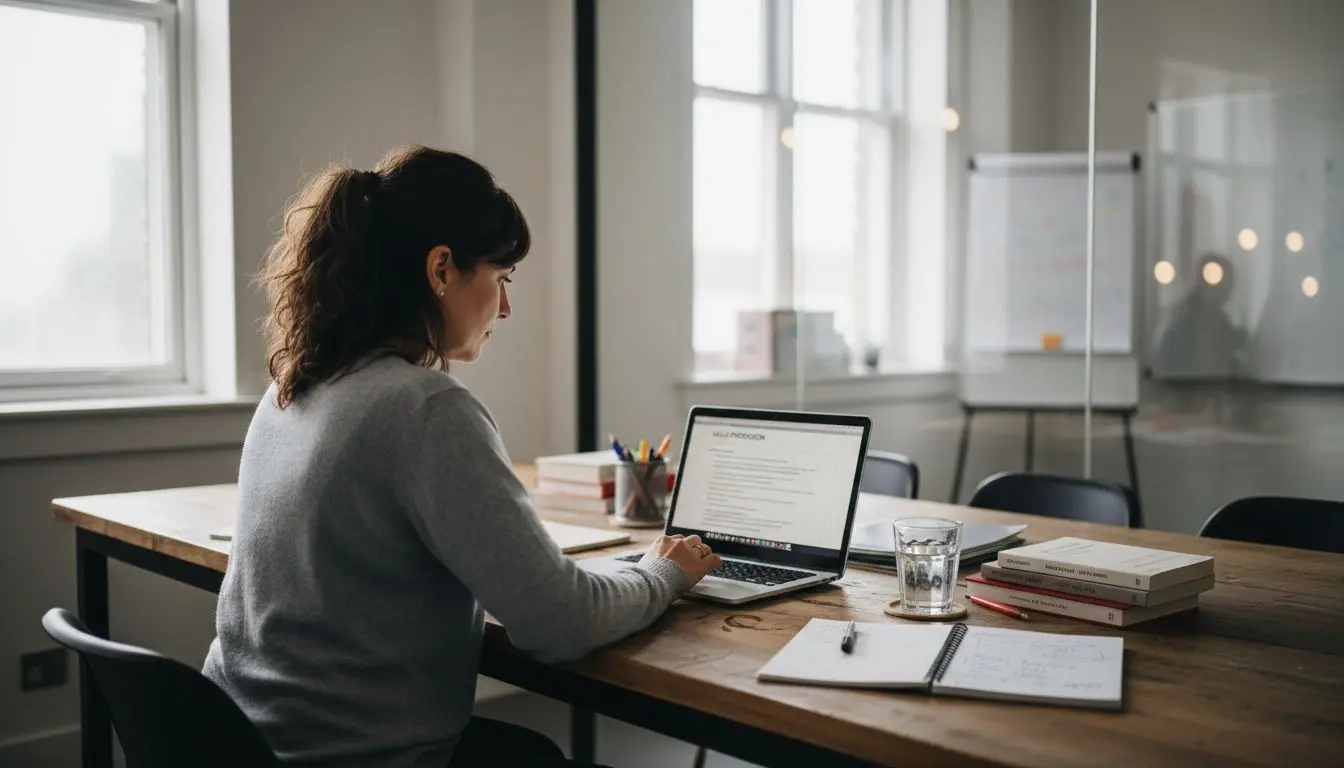 Businesswoman refining unique value proposition
