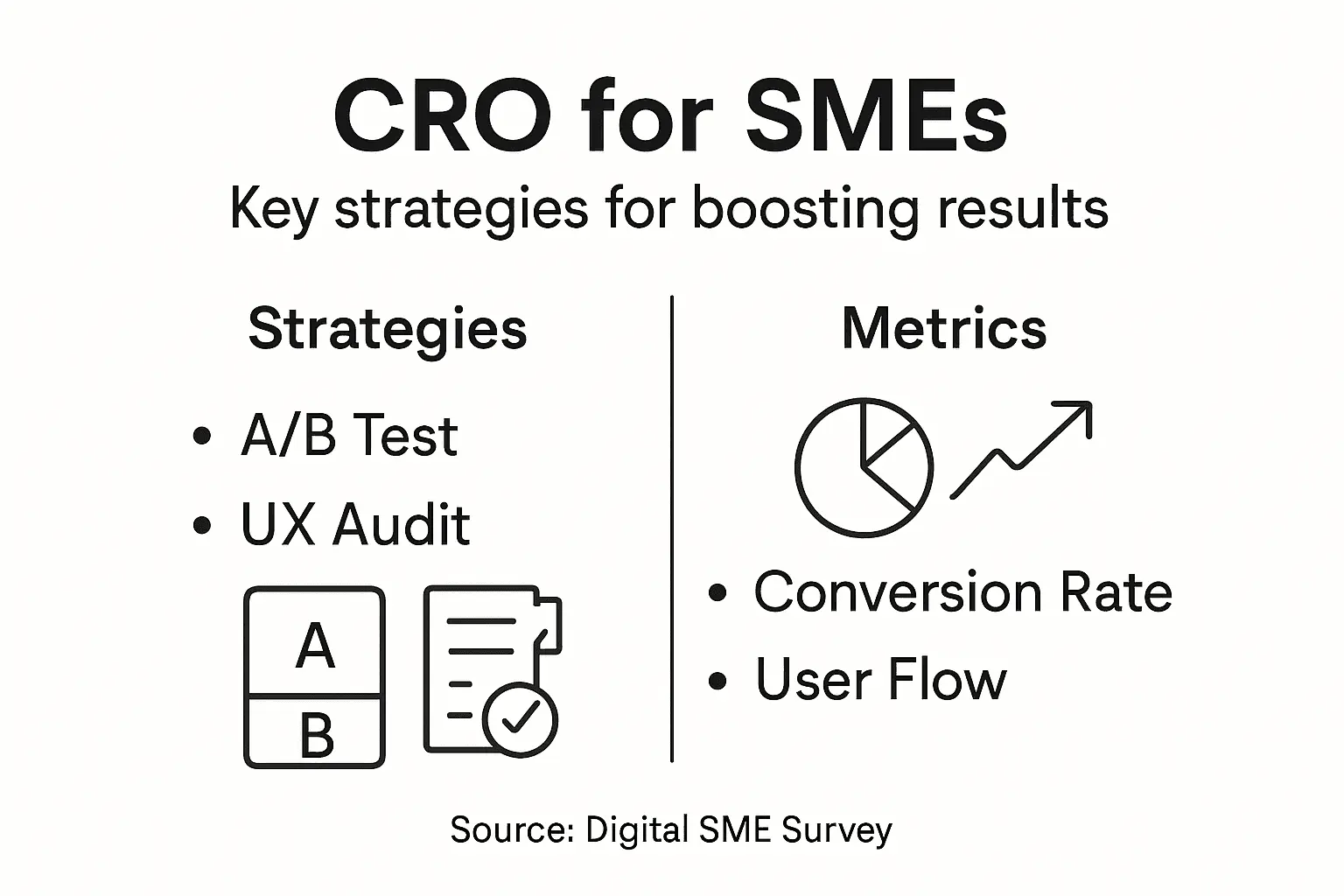 Infographic showing CRO strategies and metrics