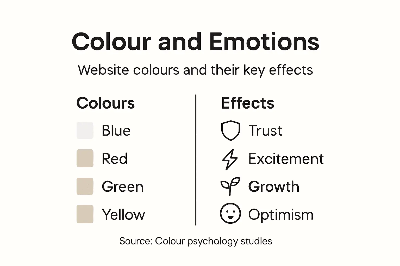 Infographic matching colors to emotional effects