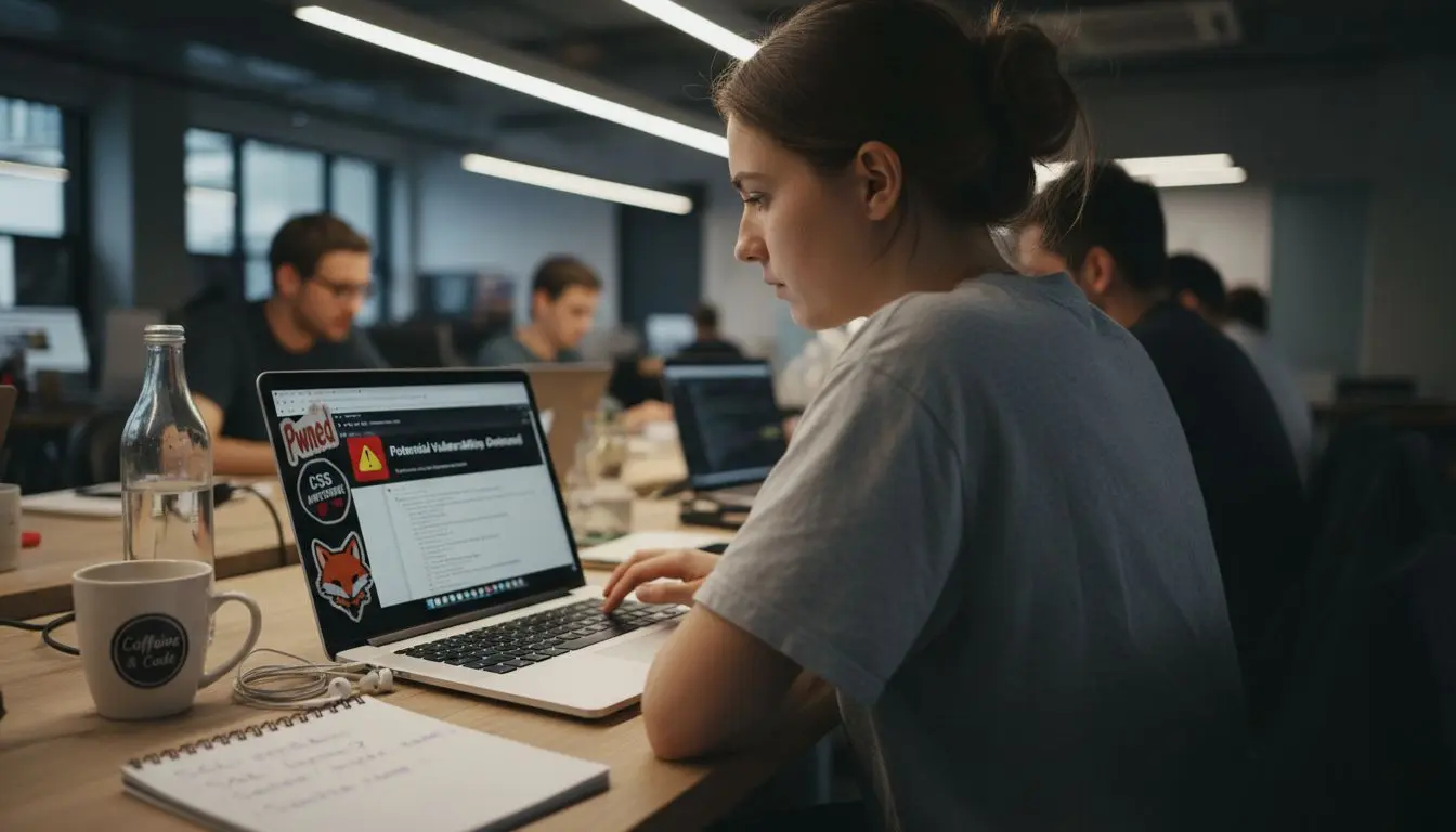 Developer reviewing website security vulnerabilities