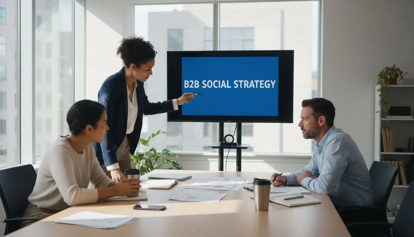 Team planning B2B social media campaign