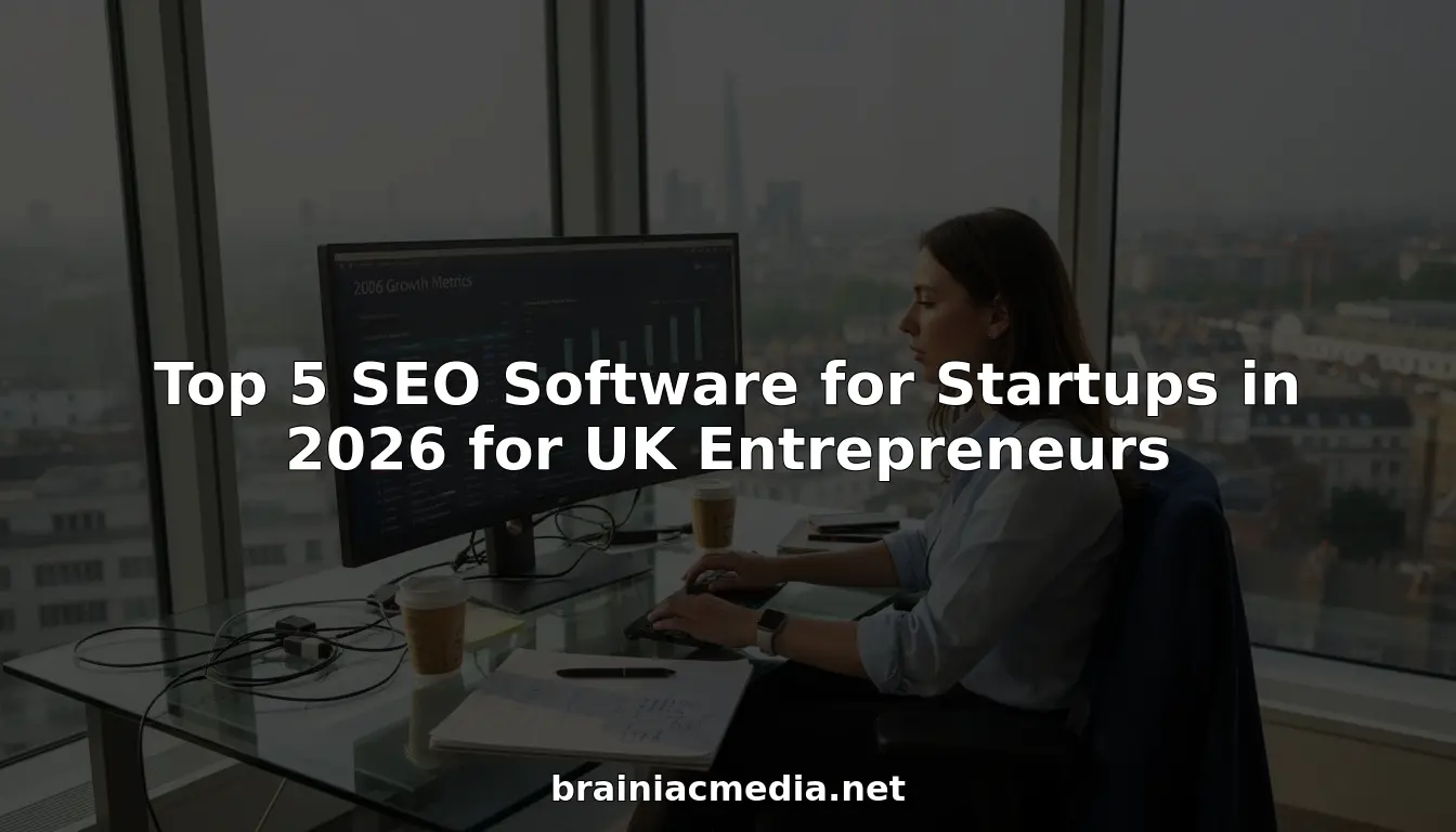 Startup founder using SEO software in London office