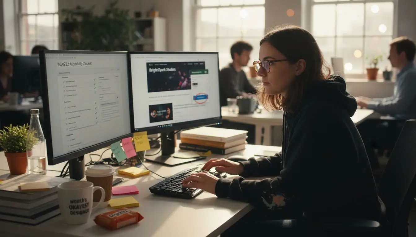 Web designer adjusts website colour contrast