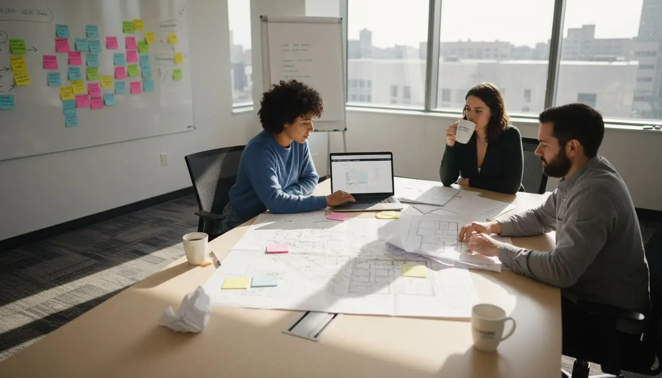 Team reviewing information architecture diagrams