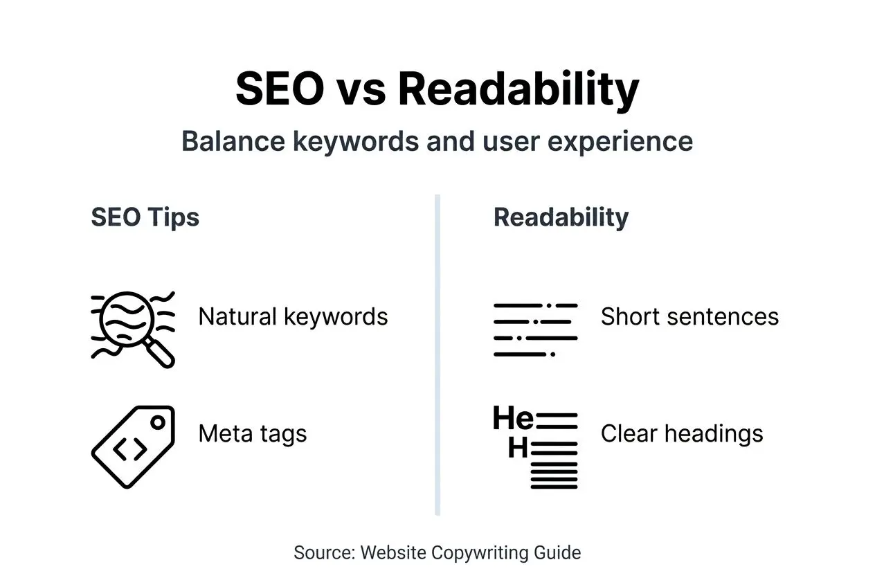 Infographic balancing SEO and readability tips