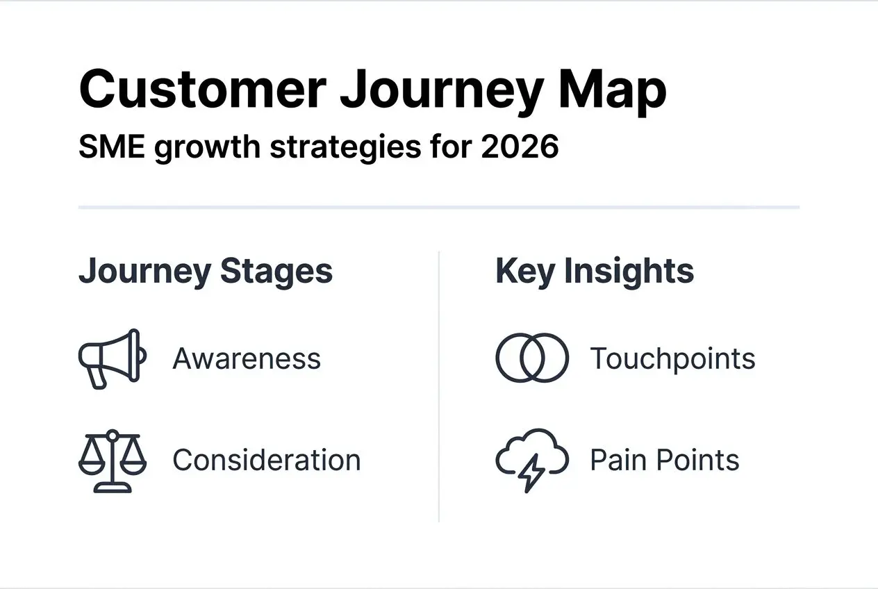Infographic on customer journey map stages and insights