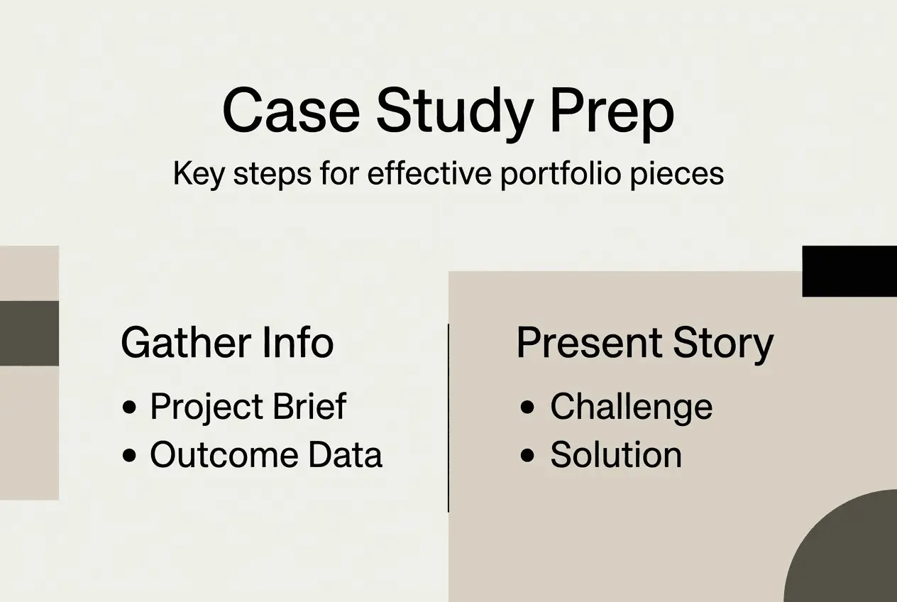 Infographic with case study prep steps categories
