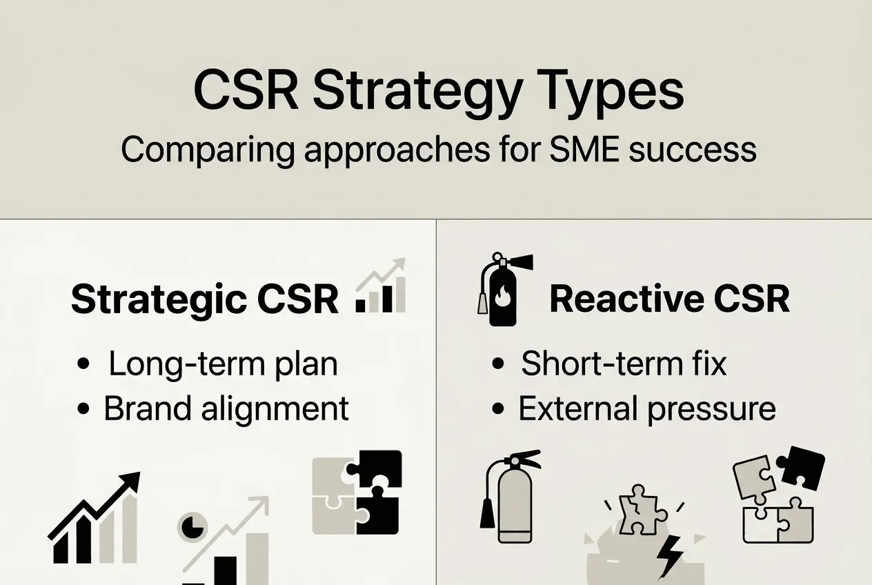 Infographic comparing strategic and reactive CSR approaches