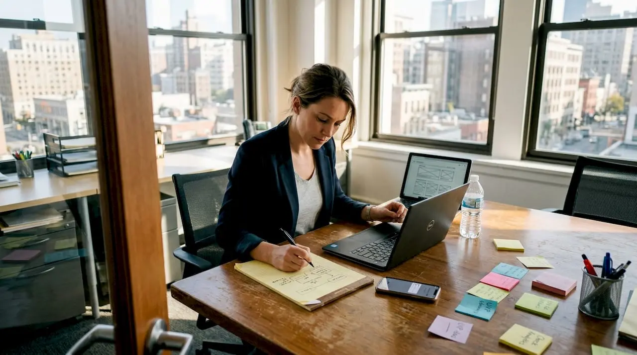 Marketing manager planning B2B website design