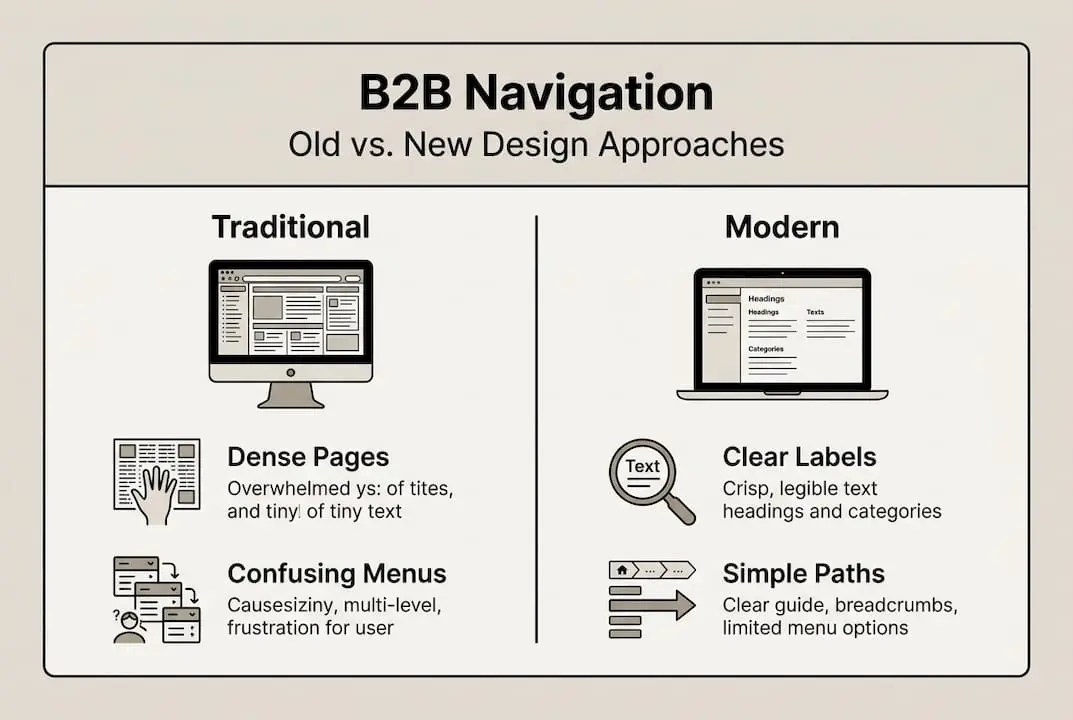 Infographic comparing B2B navigation styles