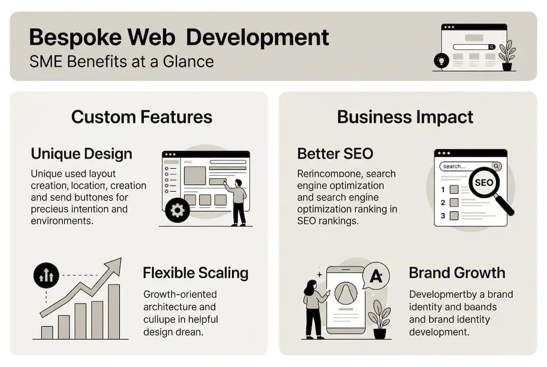 Infographic showing bespoke web benefits SME