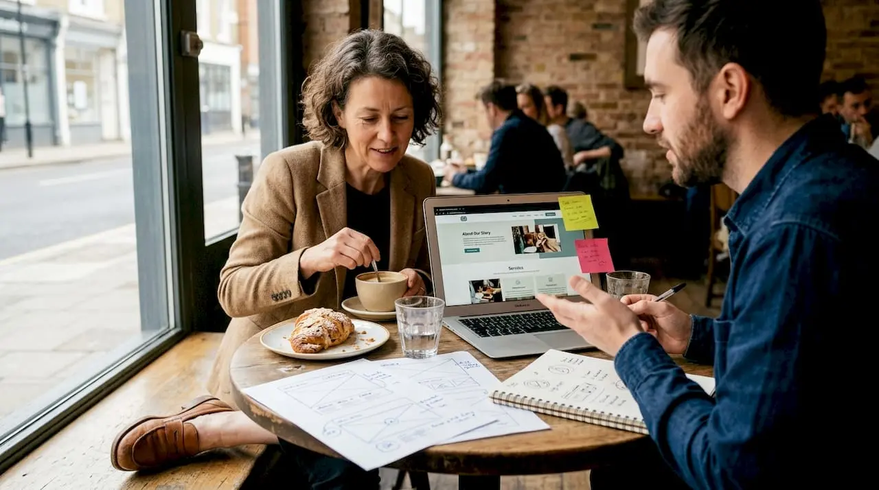 SME owner reviews custom site design