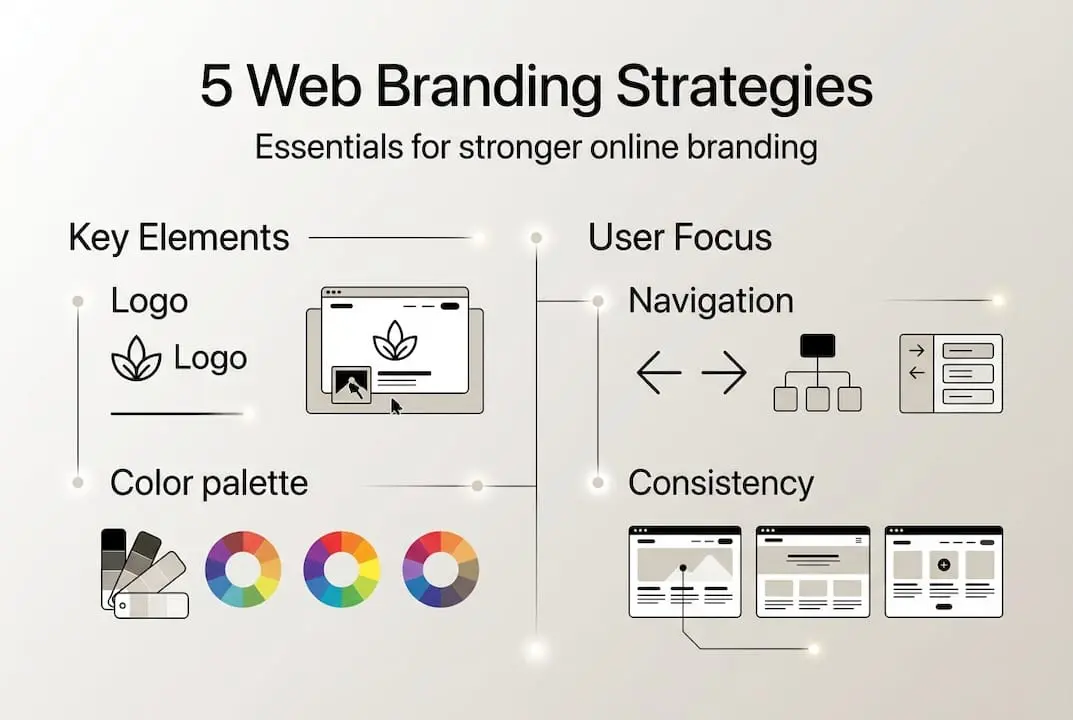 Infographic showing key web branding strategies