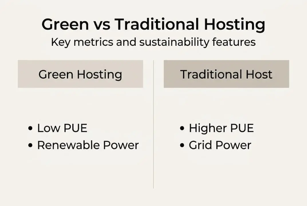Infographic comparing green and traditional hosting