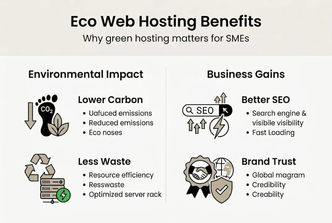 Infographic showing eco web hosting benefits