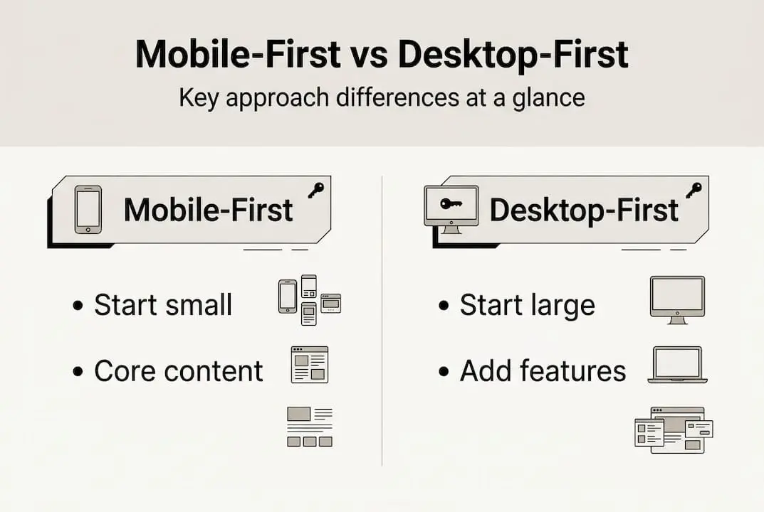 Infographic comparing mobile-first and desktop-first design