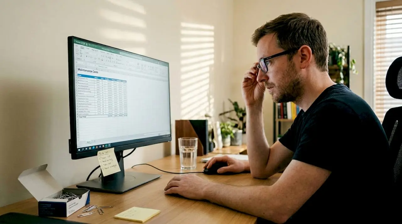 Web support specialist at home office desk