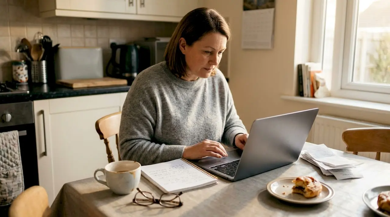 Small business owner working at kitchen table