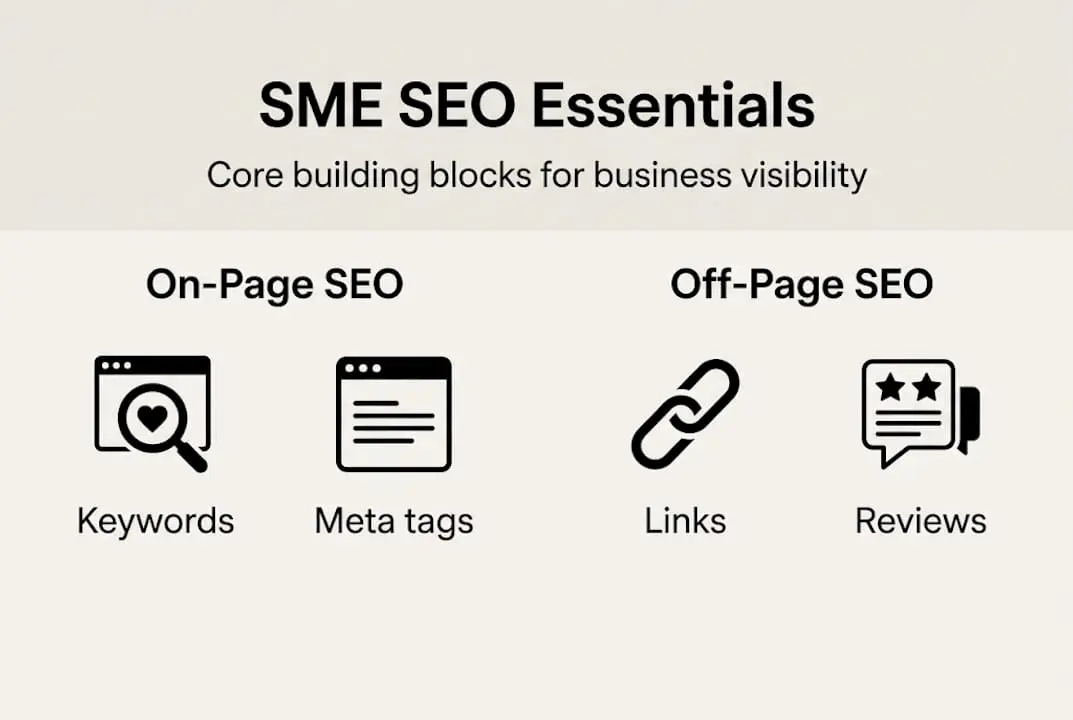 Infographic outlining SME SEO essentials