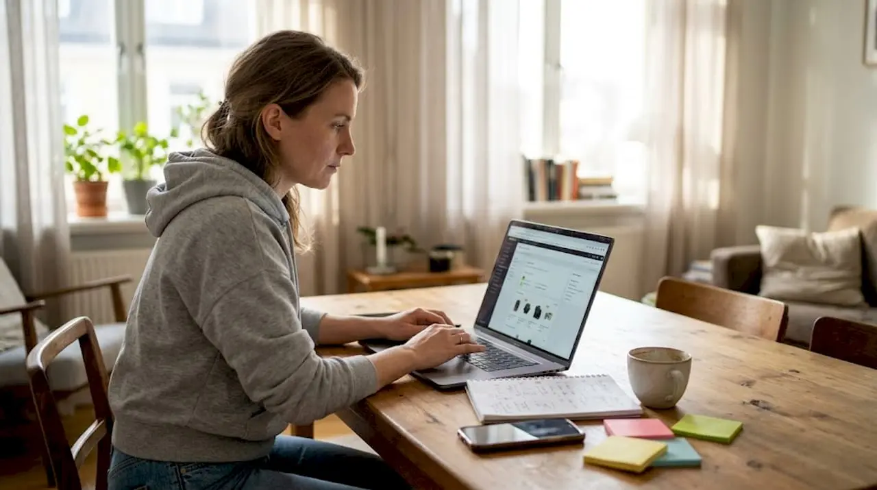 Professional working on ecommerce website at home