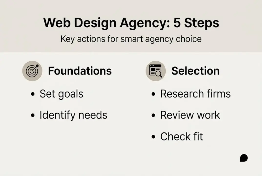 Infographic with five web design agency steps