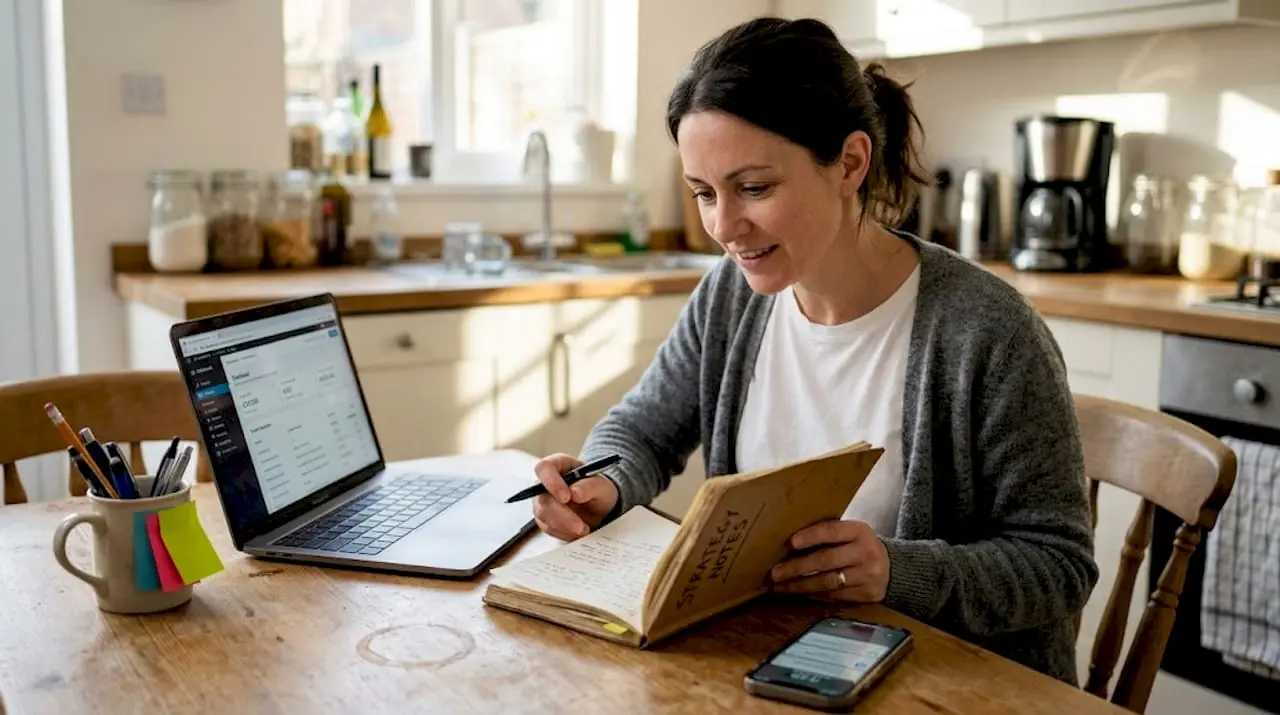 Small business owner planning content marketing
