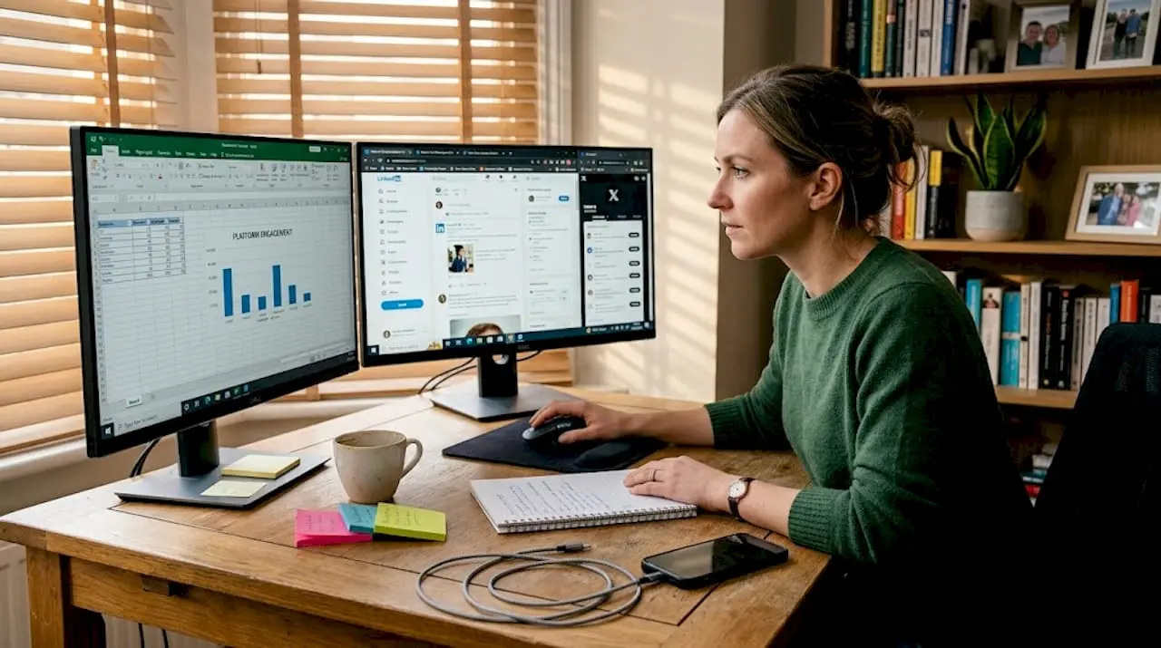 Manager comparing B2B social platforms