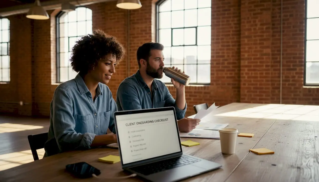 Marketing team working in relaxed open office