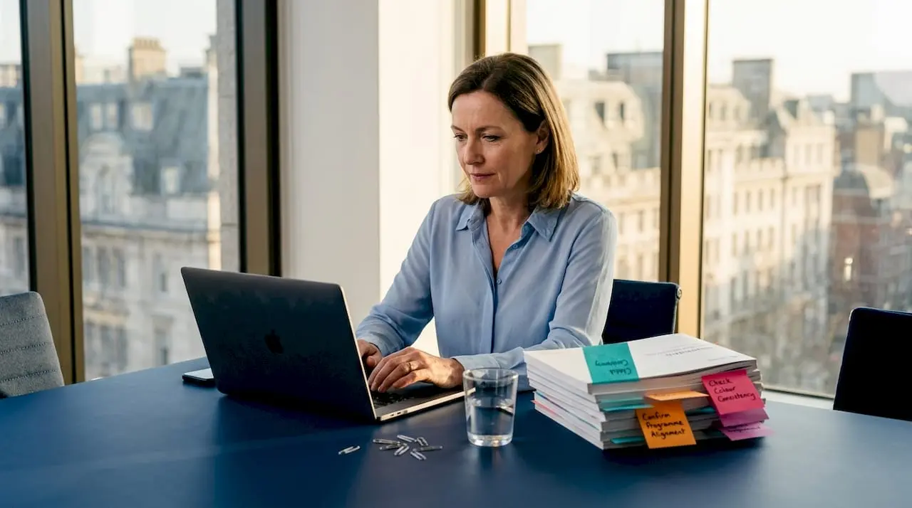 Brand manager checking digital guidelines
