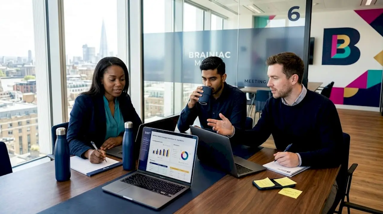 Team reviewing B2B marketing campaign data